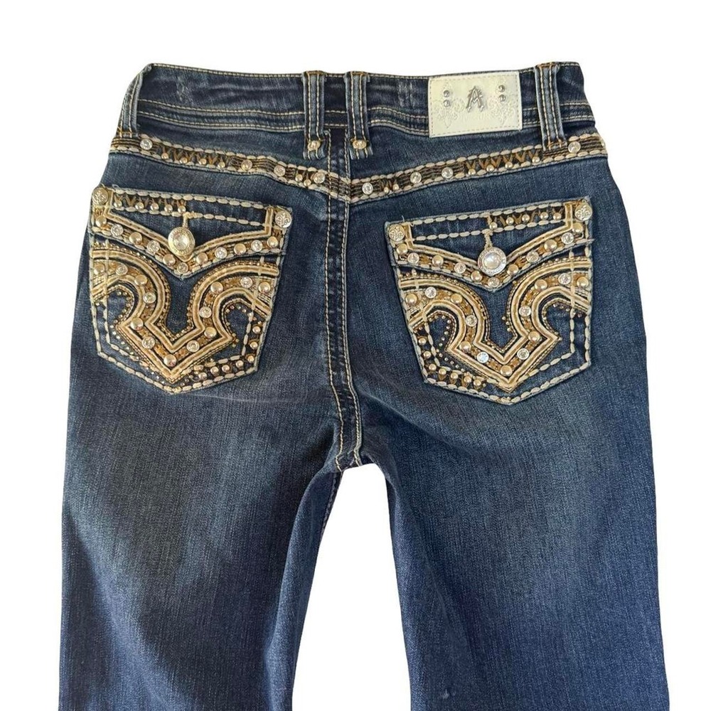 Y2K Answer Me Bling Rhinestone Bootcut Jeans 26-27"‎ - Picture 5 of 7